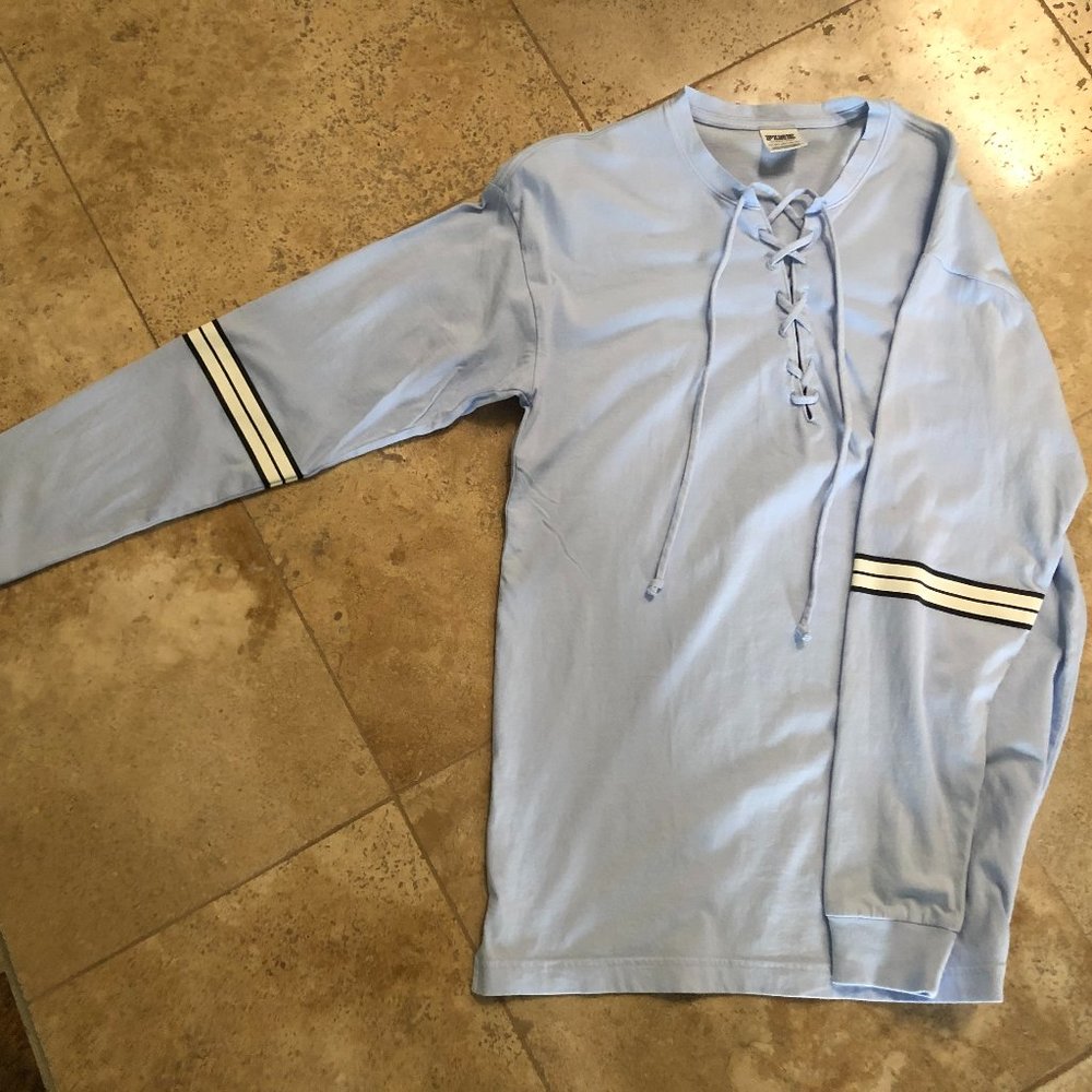 Light Blue Lace Up VS Long Sleeve Tee